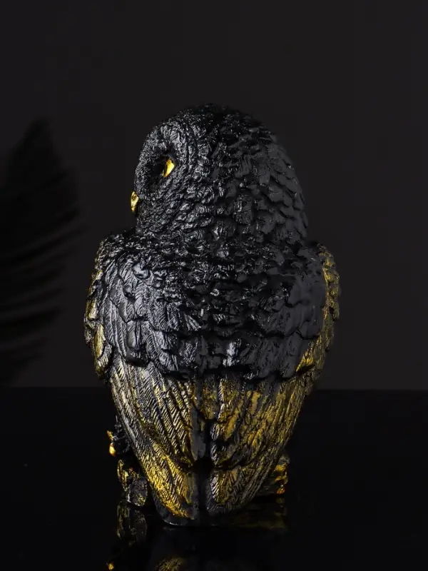 Статуэтка "Сова на пеньке" 14х9х10 см, цвет черный