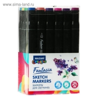 Набор двухсторонних маркеров для скетчинга Mazari Fantasia, Flowers colors (цветочная гамма), 24 цвета