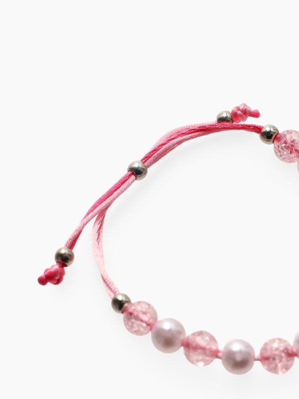 Браслет детский Браслет детский "Выбражулька" на затяжке, сердце с бусинами, цвет розовый