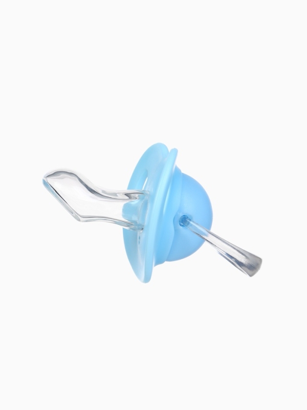 Соска-пустышка ортодонтическая, силикон, от 6 мес., с колпачком, цвет голубой микс