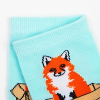 Носки женские &laquo;Лиса в коробке&raquo;, цвет мятный, размер 23-25