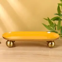 Блюдо сервировочное текстурное на золотых ножках сферах &laquo;Песок&raquo;, 29&times;15.5&times;7 +/- 0.5 см