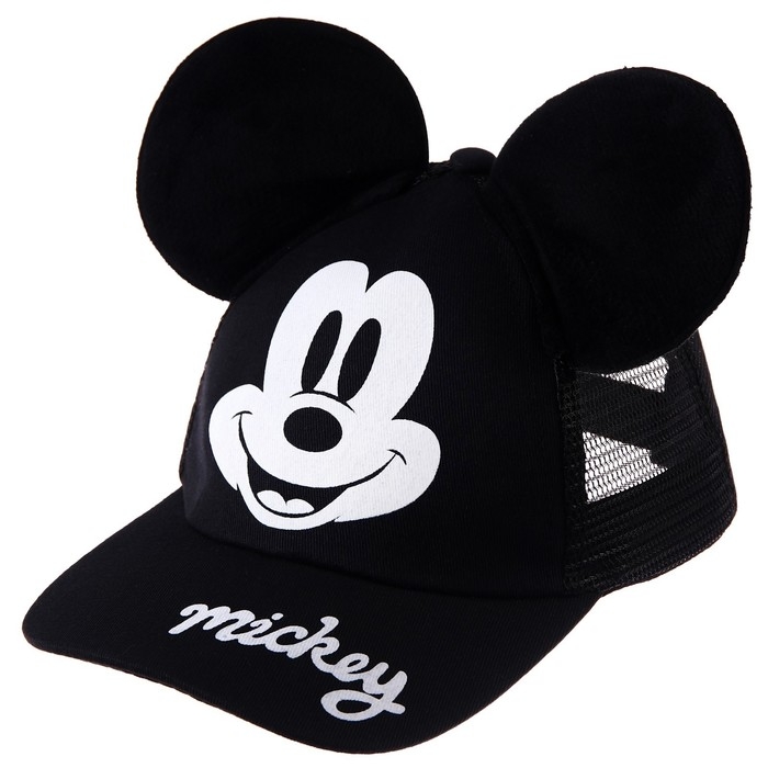 Кепка детская с ушками, с сеткой, размер 52-56, Микки Маус
