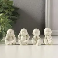 Статуэтки набор 4 шт "Монахи ничего не вижу, не слышу, не скажу, не делаю" 4х2,5 см