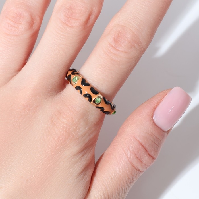 Кольцо «Леопард», цветное в золоте, безразмерное Кольцо «Леопард», цветное в золоте, безразмерное