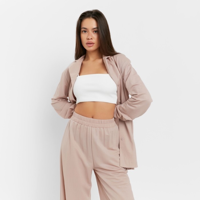 Комплект женский (рубашка, брюки, топ) KAFTAN Комплект женский (рубашка, брюки, топ) KAFTAN "Base" р. 42, пудровый