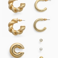 Набор серьги и каффы 8 шт &laquo;Бублик&raquo; переплетение, цвет золото