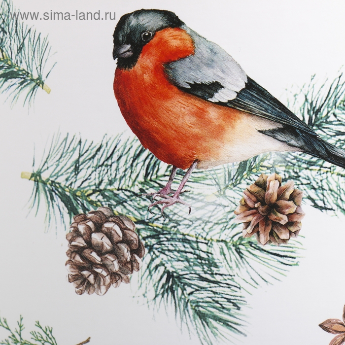 Круглая подарочная коробка &laquo;Снегири&raquo;, 14 х 16 см, Новый год