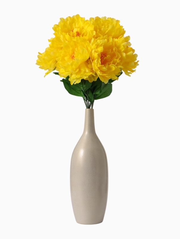 Цветы искусственные "Пион бархатный" 15х55 см, жёлтый