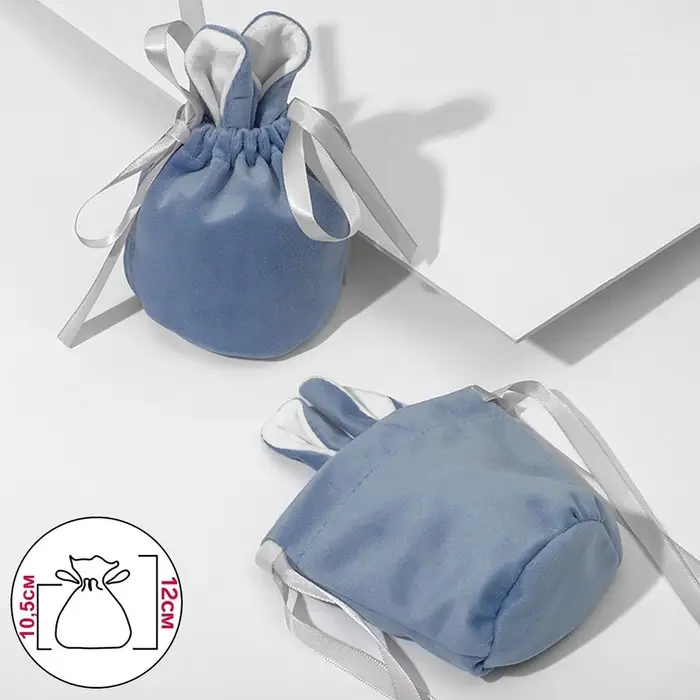 Мешочек бархатный &laquo;Зайчик&raquo;, 11&times;12.5 см, голубой