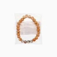 Браслет из сандалового дерева с агатом, длина 18 см, цв. чёрный