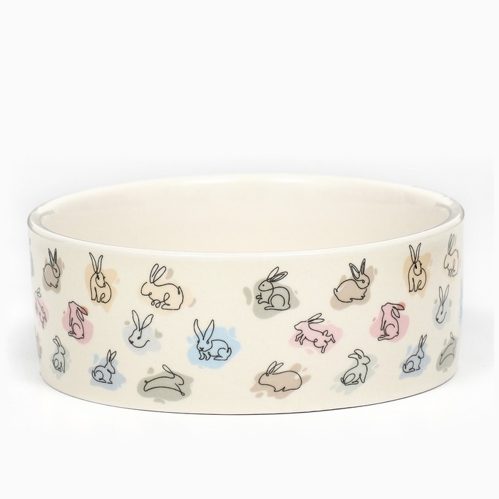 Миска керамическая "Кролик" 300мл, 11,5 х 4,5 см, бежевая