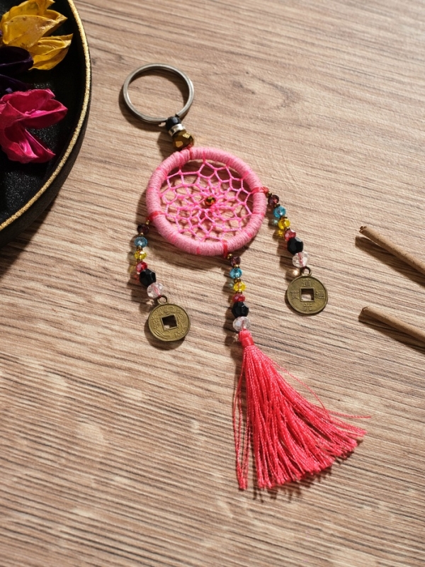 Брелок "Ловец снов" 4х15 см. розовый