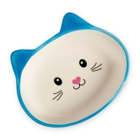 Миска керамическая овальная "Кошачья мордочка" 200 мл  14 х 12 х 3,5 см, синяя/белая