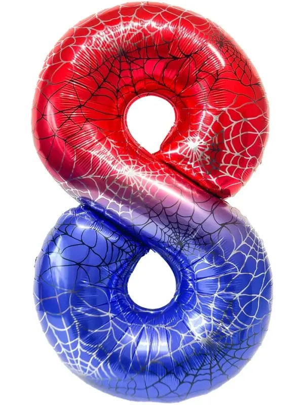 Воздушный шар фольгированный 40" цифра "8" героическая тема, цвет красный и синий, в ин.уп.