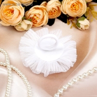 Резинка для волос бант "Школьница" полосатик роза, d-9 см, белый Резинка для волос бант "Школьница" полосатик роза, d-9 см, белый