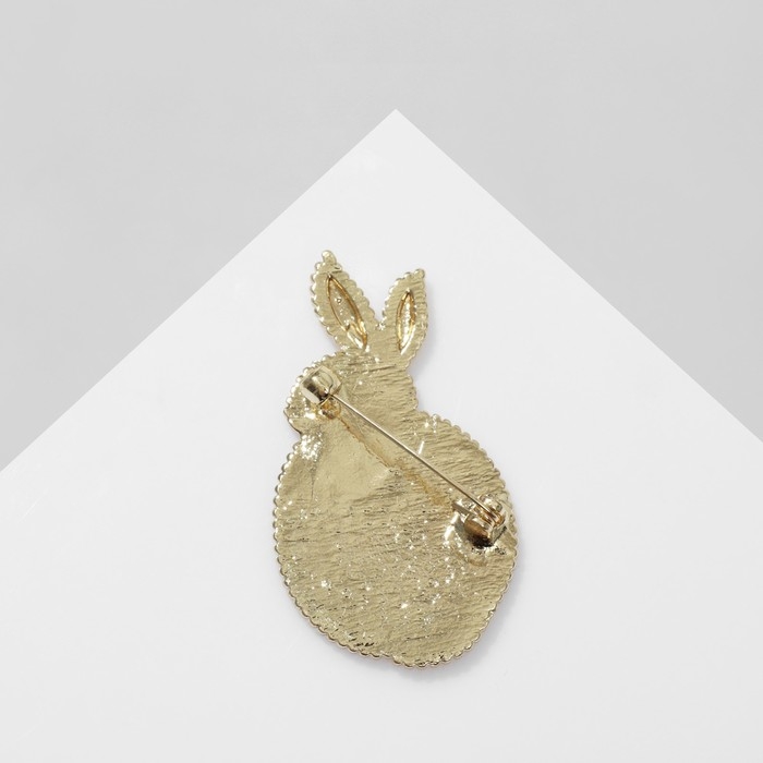 Брошь &laquo;Зайчик&raquo; янтарный, цвет бело-коричневый в золоте