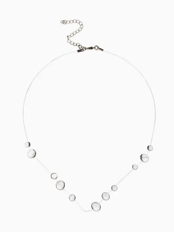 Колье на леске "Капля росы", цвет былй в серебре