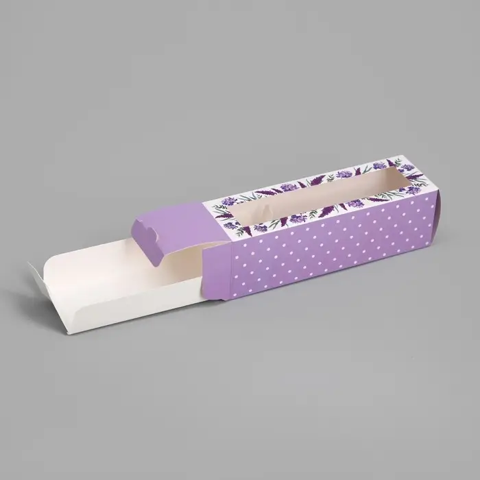 Коробка для макарун, кондитерская упаковка &laquo;Лаванда&raquo;, 18 х 5.5 х 5.5 см