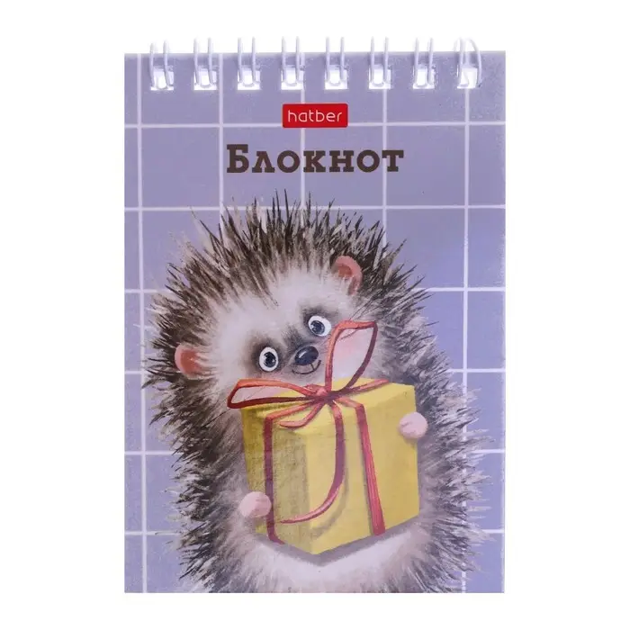 Блокнот А7, 40 листов на гребне в клетку "Хорошо быть ёжиком", обложка мелованный картон, блок офсет 65 г/м2