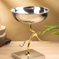 Блюдо сервировочное на подставке "Человек" d 18 см нержавеющая сталь. латунь