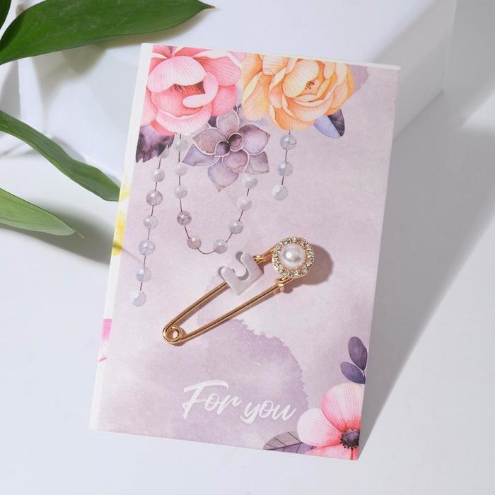 Булавка &laquo;Классика&raquo;, круг, 5 см, цвет белый в золоте