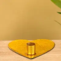 Подсвечник на 1 свечу "Love is..." в форме сердца золотой 12,5х12,5х3 см