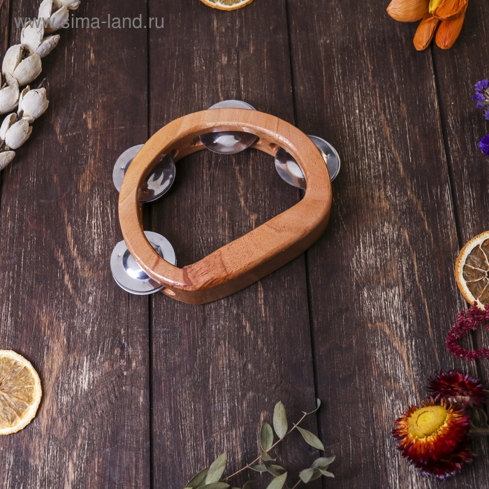 Сувенирный музыкальный инструмент "Тамбурин" дерево 3x16x12 см