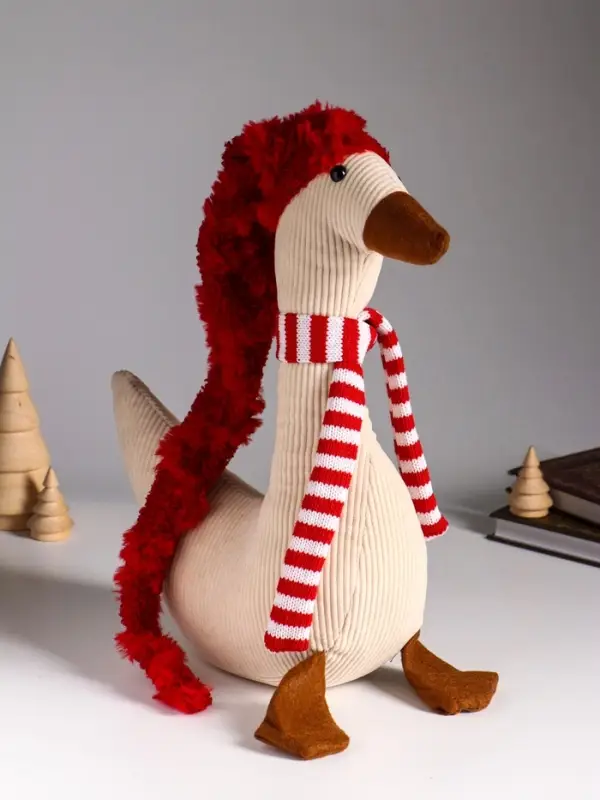 Кукла интерьерная "Гусь в длинном колпаке и полосатом шарфе" 28х11х70 см