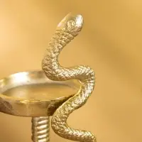 Подсвечник для свечи 8 см "Змея" алюминий 9х9х16 см, цв. золото