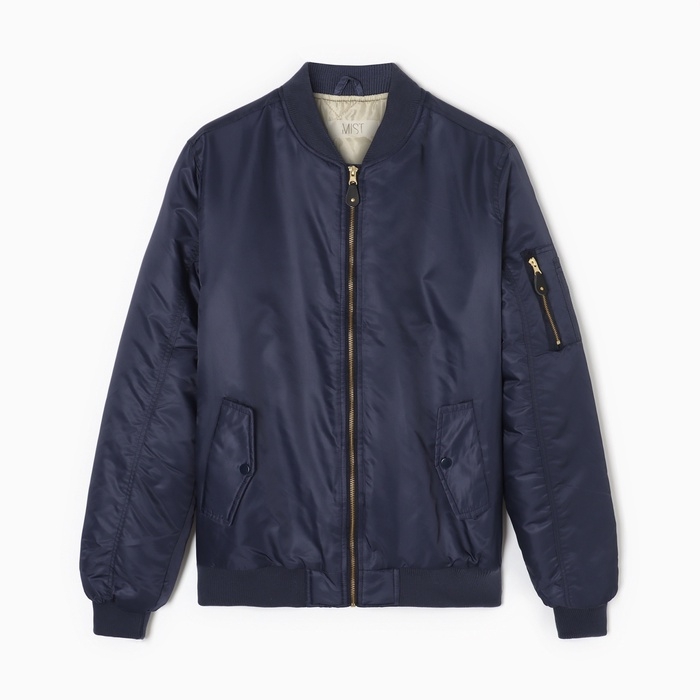 Бомбер мужской на молнии MIST, размер 46, синий Бомбер мужской на молнии MIST, размер 46, синий