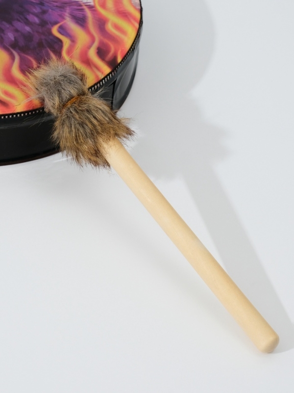 Шаманский бубен "Филин и пламя" с колотушкой 5х25х25 см