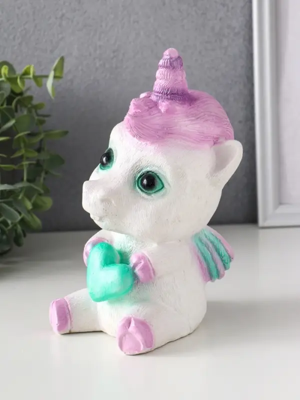 Копилка (гипс) Единорожек Рони Высота 20 см, ширина 12 см, длина 13 см, белый
