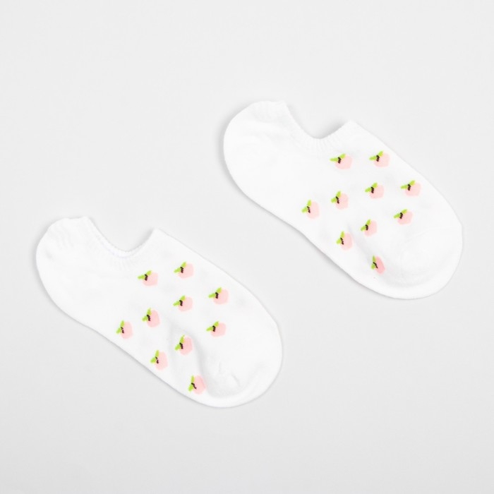 Носки женские MINAKU &laquo;Персики&raquo;, цвет белый, размер 36-39 (23-25 см)