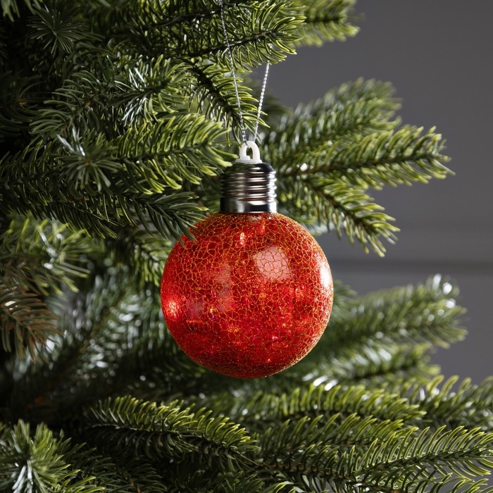 Елочный шар &laquo;Рассвет&raquo; d=8 cм, 1 LED, LR44x3 (в комплекте), свечение тёплое белое