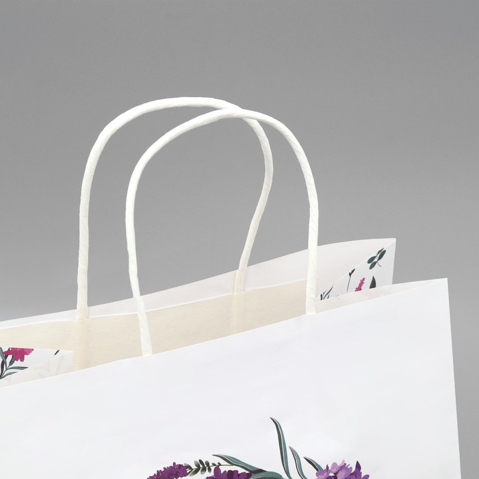 Пакет подарочный крафтовый, упаковка, &laquo;Счастья&raquo;,цветы, 22 х 25 х 12 см