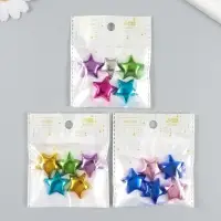 Бусина пластик с несквозным отверстием "Звезда глянцевый металлик" МИКС 2,5х2,5х0,7 см