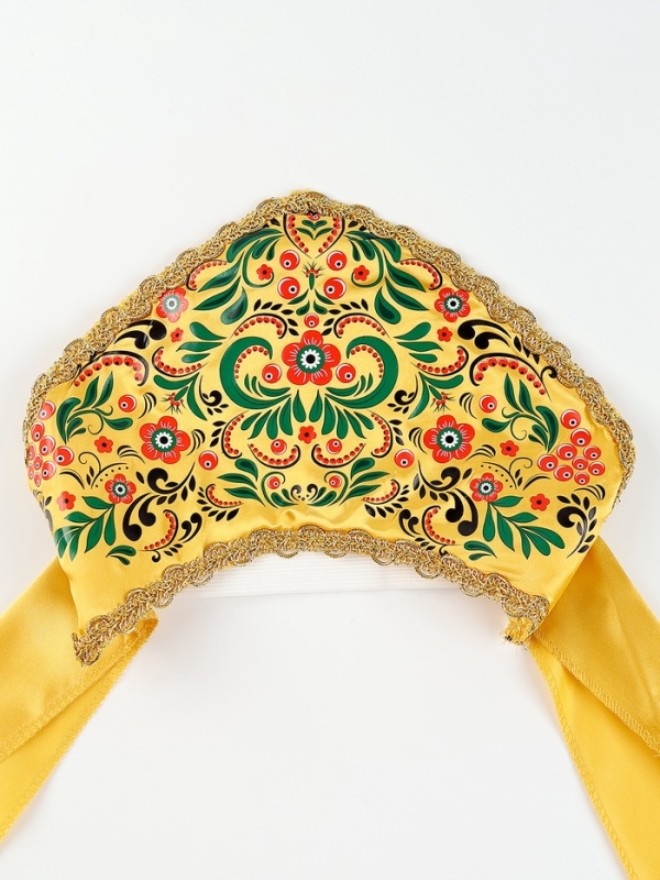 Карнавальный кокошник "Русская краса", цвет золотой, р-р 54-58