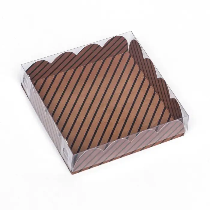 Коробка для печенья, &laquo;Полосы крафт&raquo; 12&times;12&times;3 см