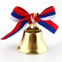 Колокольчик на булавке с бантом на выпускной, триколор, d = 3,6 см
