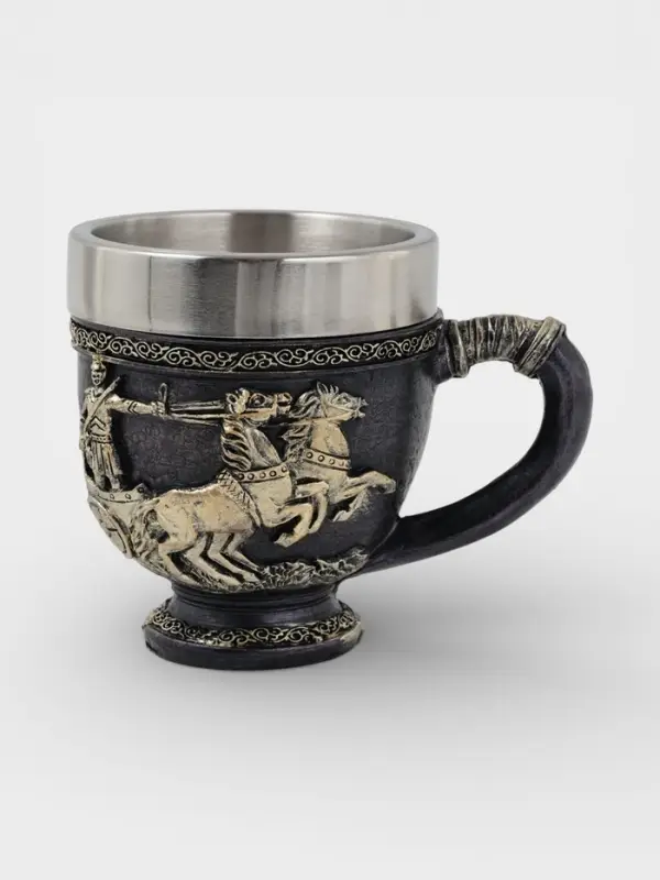 Кружка средневековая &laquo;Колесница&raquo;, 300 мл, нержавеющая сталь, серебристая