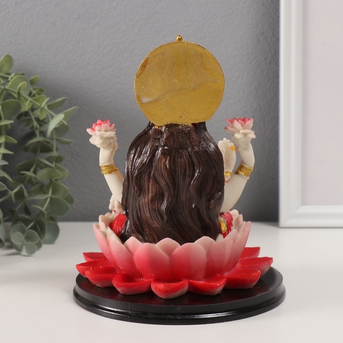 Сувенир полистоун Сувенир полистоун "Лакшми в лотосе" красный 14,5х14,5х17,5 см