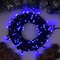 Гирлянда &laquo;Клип-лайт&raquo; 100 м, IP44, УМС, тёмная нить, 1000 LED, свечение синее, 8 режимов, 24 В, без БП
