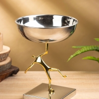 Блюдо сервировочное на подставке "Человек" d 18 см нержавеющая сталь. латунь