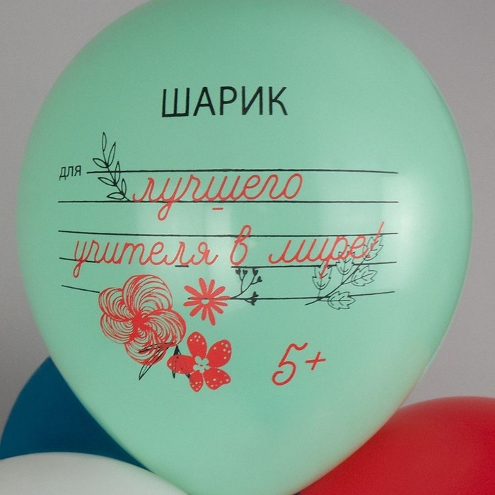 Шар латексный 12" &laquo;Шарики учителю&raquo;, шелкография, 1-сторонний, набор 25 шт., МИКС