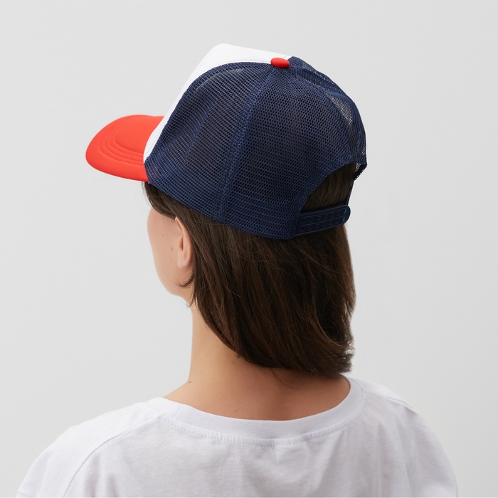 Бейсболка с сеткой MINAKU, цвет белый/красный, размер 56-58