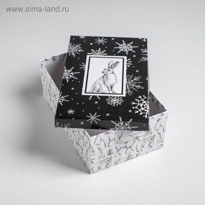 Набор подарочных коробок 5 в 1 &laquo;Черно-белый&raquo;, 32,5 х 20 х 12,5 - 22 х 14 х 8,5 см, Новый год
