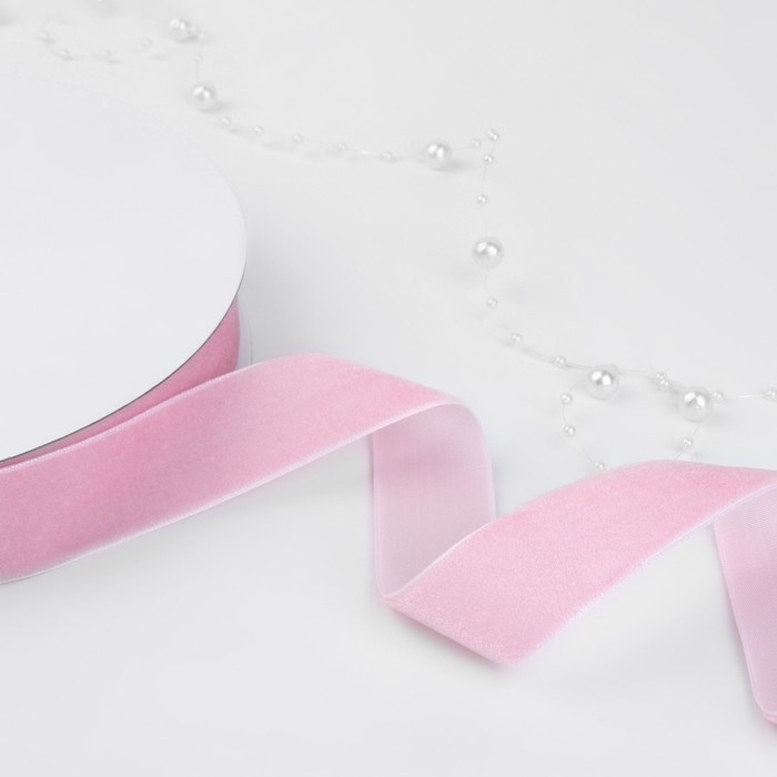 Лента бархатная, 25 мм, 18 ± 1 м, цвет розовый №02 Лента бархатная, 25 мм, 18 ± 1 м, цвет розовый №02