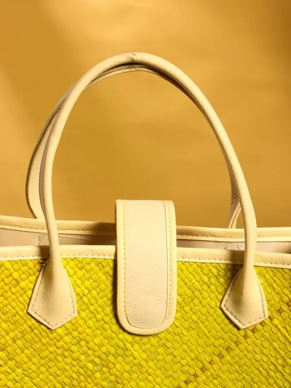 Сумка плетёная на застёжке из пандана, 35&times;12&times;40 см, жёлтая