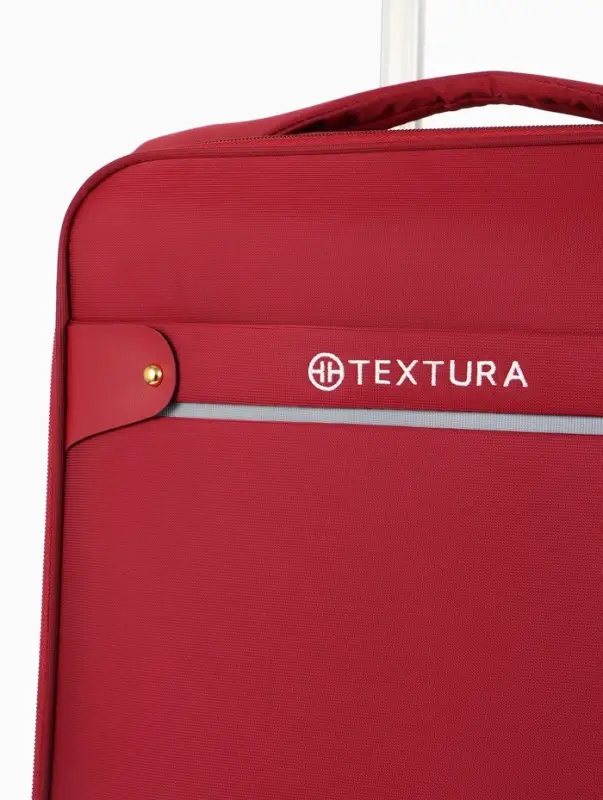 Чемодан 20",Текст,36*25*58,отд на молнии,1 нар/карм, увелич,код замок,4 колеса, красный